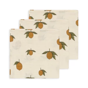 Set de 3 langes en coton bio - Citrons