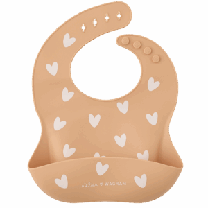 Bavoir en silicone Coeurs - Nougat