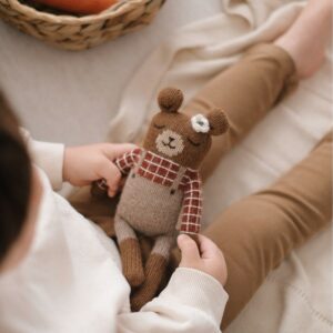 Doudou ourson - Chemise à carreaux sienne