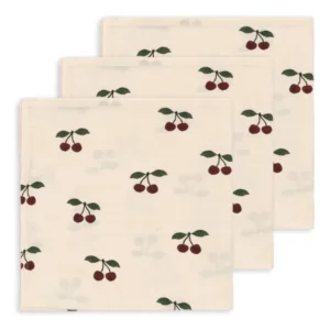 Set de 3 langes en coton bio - Cerises