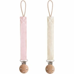 Lot de 2 attaches-sucettes en lin - Blush-Cream