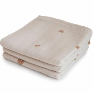 Lot de 3 langes en coton bio - Rainbow (60 x 60 cm)