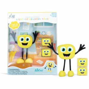 Personnage Alex jaune avec 2 cubes lumineux - Glo Pals